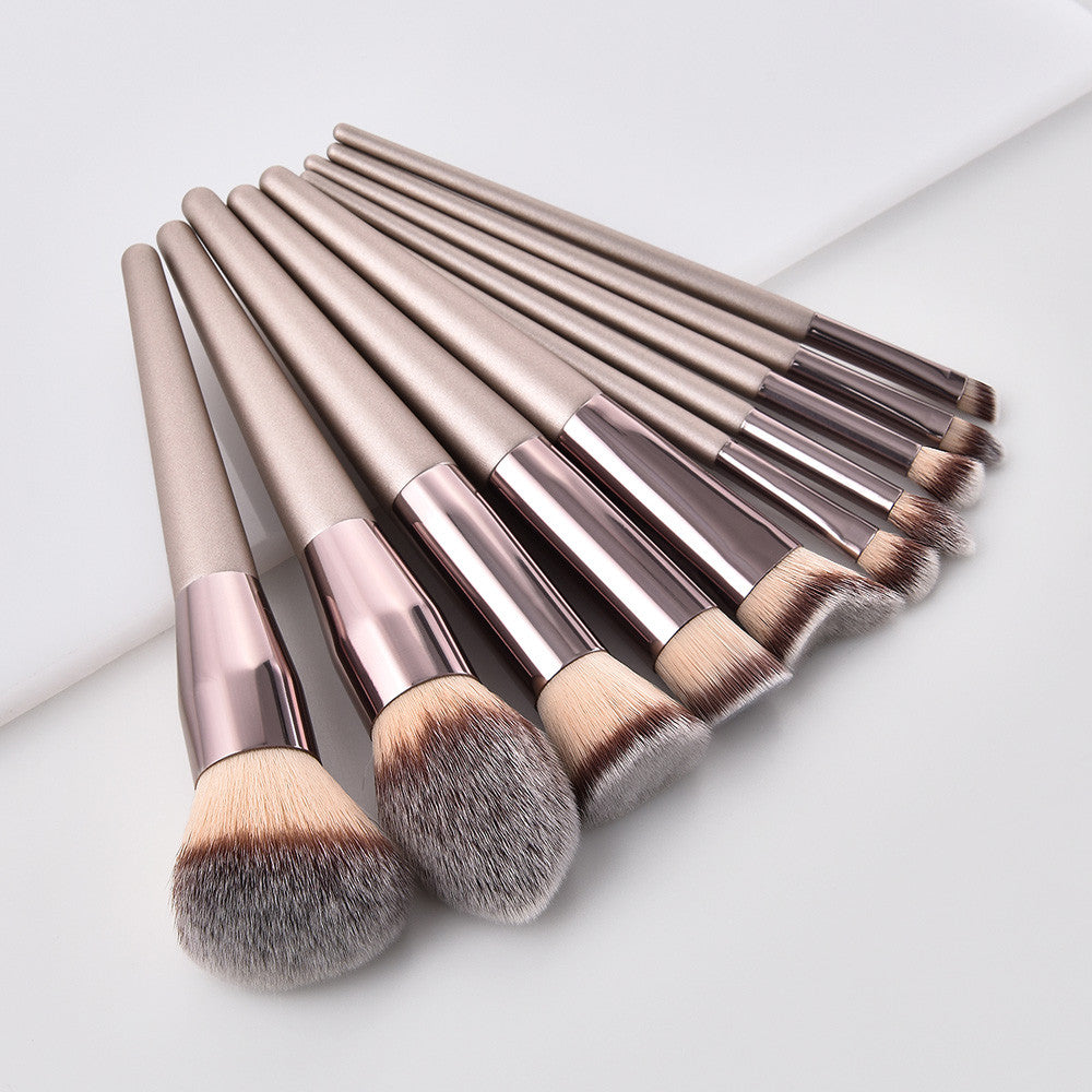 10PCS Wooden Foundation Cosmetic Eyebrow Eyeshadow Brush Makeup Brush Sets Tools