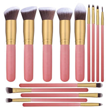 Load image into Gallery viewer, 14 Makeup Brush Set Rose Gold Novice Makeup Brush Loose Powder Brush Wooden Handle Makeup Brush
