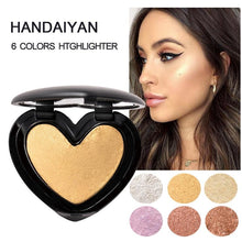 Load image into Gallery viewer, Gold Highlighter Palette Cosmetic Iluminador Face Contour Glow Makeup Bronze Powder Roze Shimmer High Lighter Heart
