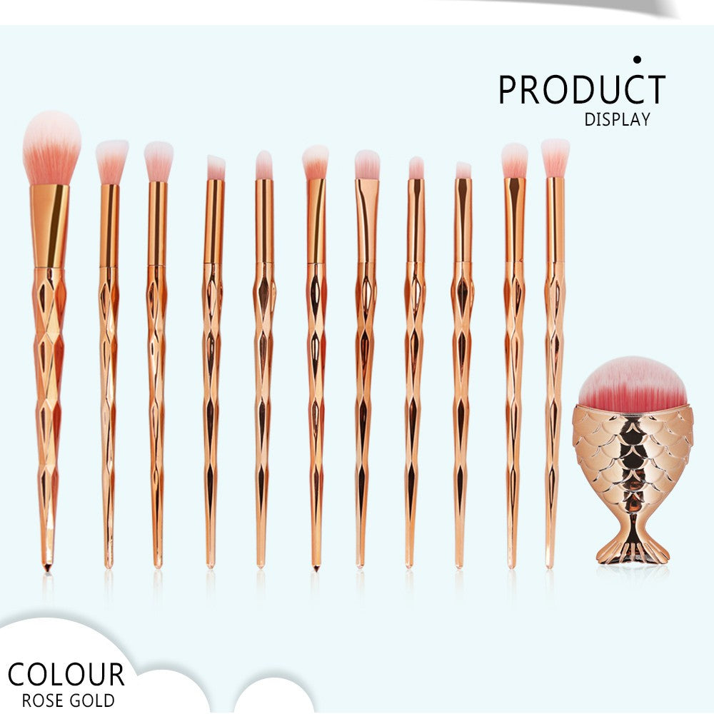 12Pc Makeup Brushes Set Powder Foundation Eyeshadow Eyeliner Lip Cosmetic Brush