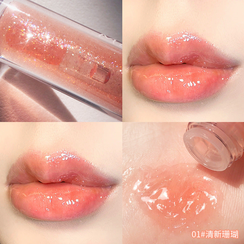 Maxfine Water Glossy Beautiful Lip Glaze Lip Gloss Lip Gloss for Male and Female Students Plump and Moisturizing Jelly